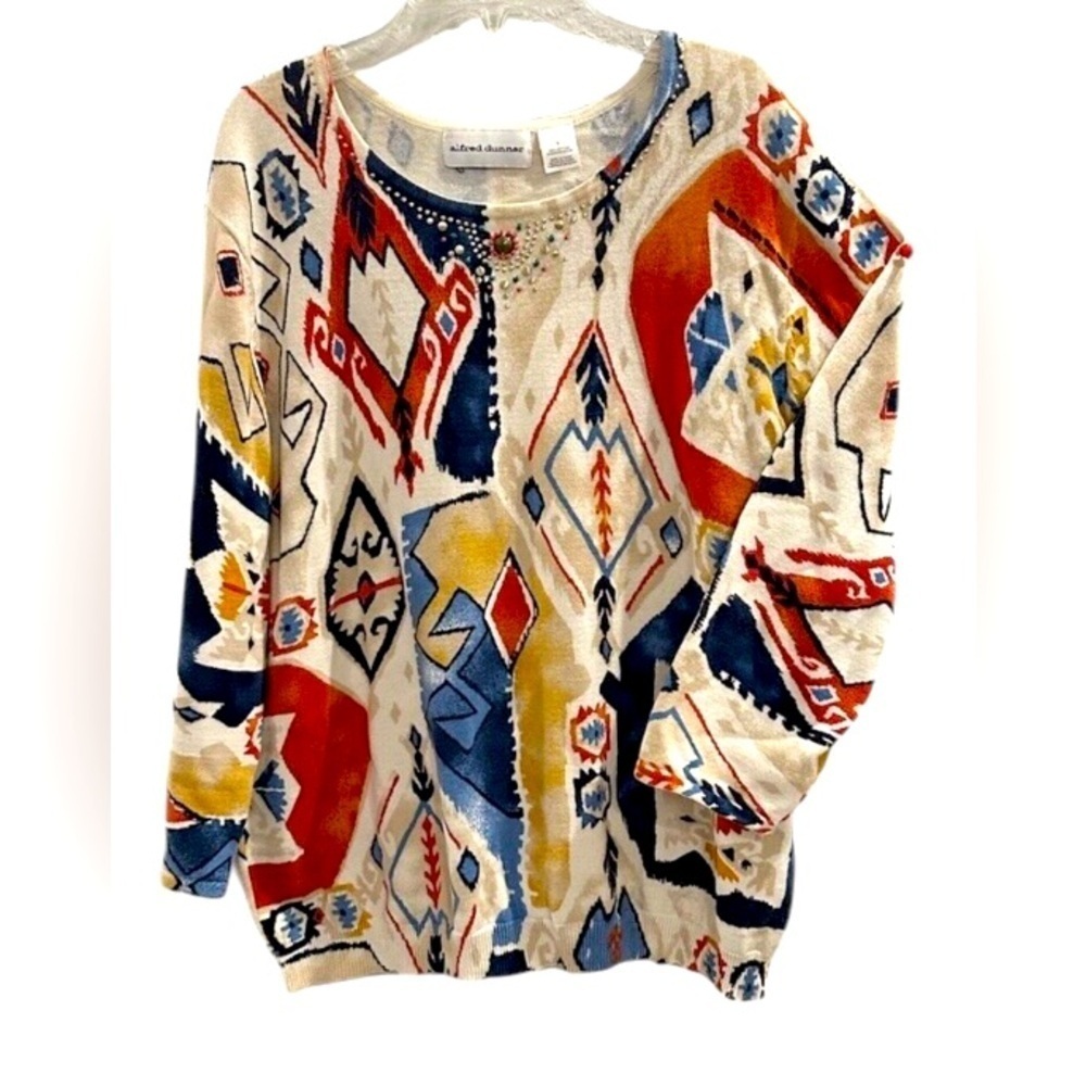 ALFRED DUNNER  Colorful southwestern 🌻Geometric Patterned Sweater